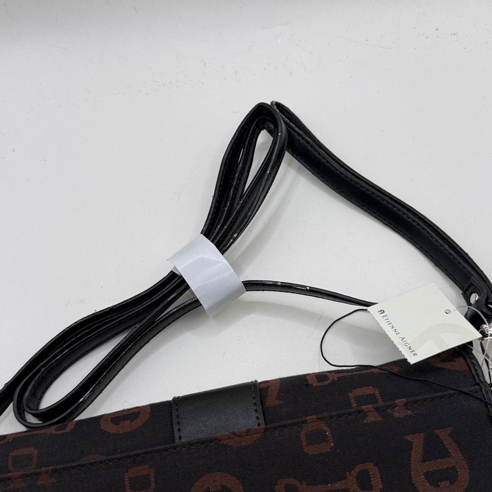 NWT Vtg Etienne Aigner Crossbody Convertible Clutch Wristlet Purse Brown Black - Picture 10 of 16